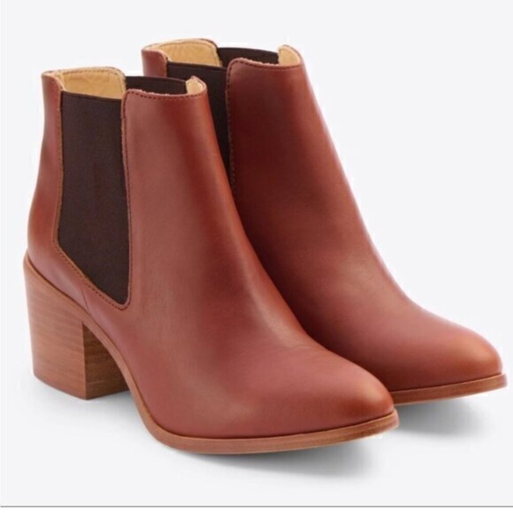 Anthropologie Nisolo Brown Leather Ankle Chelsea Heel Boot Size 8 NWOT
